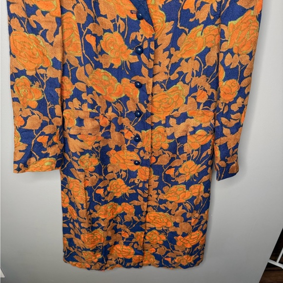 JAEGER London x Vintage 1970s Floral Jacquard Tapestry Coat - Picture 5 of 11